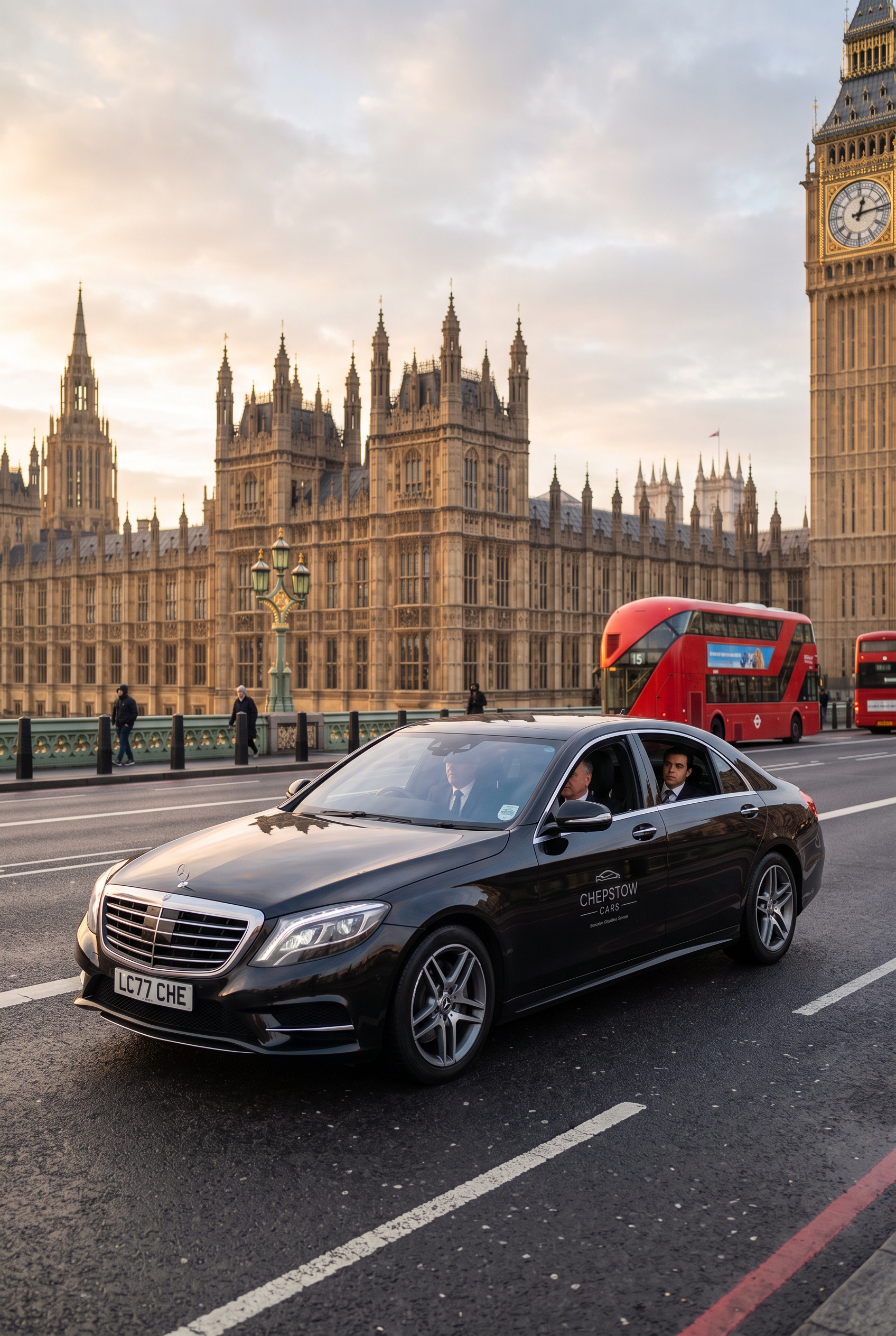 Private hire vehicle passing through central London