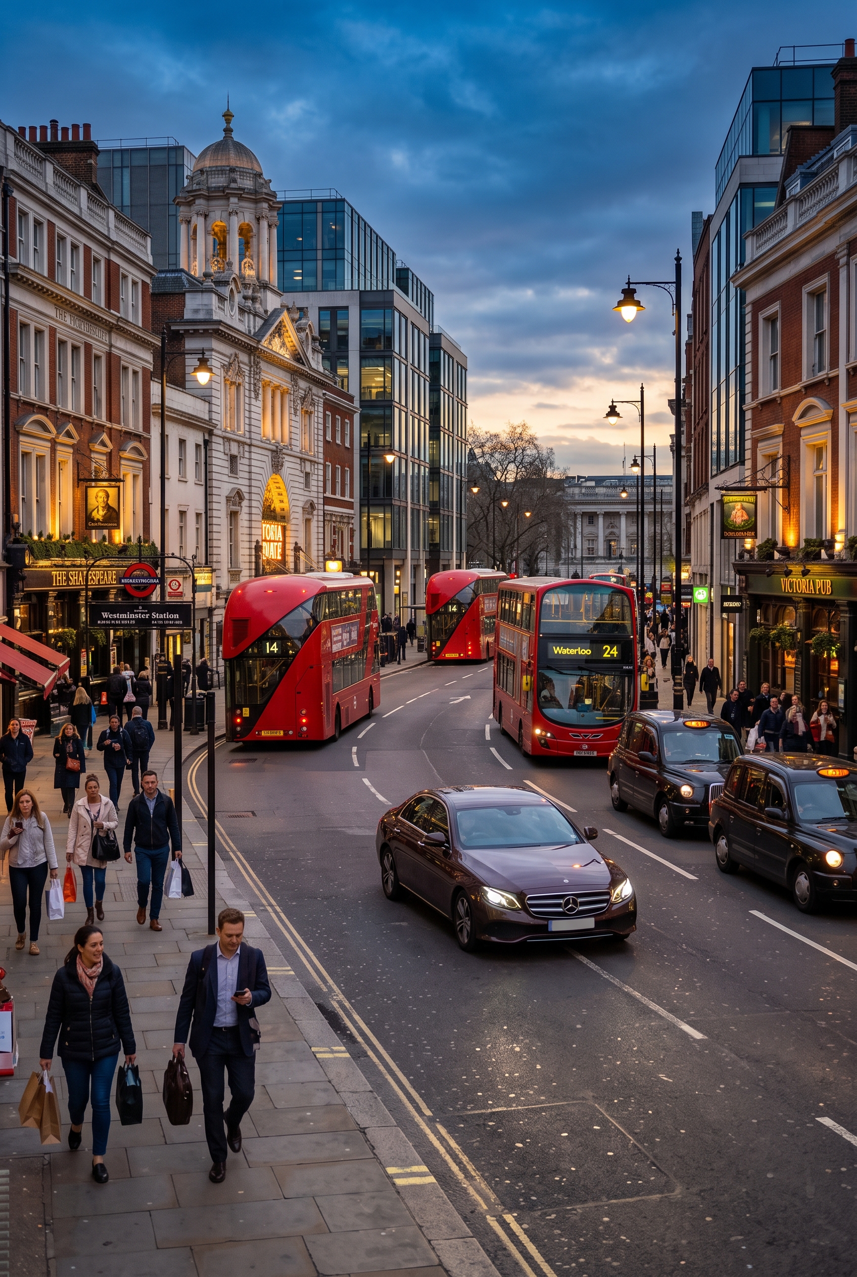 Private hire vehicle on a busy London street