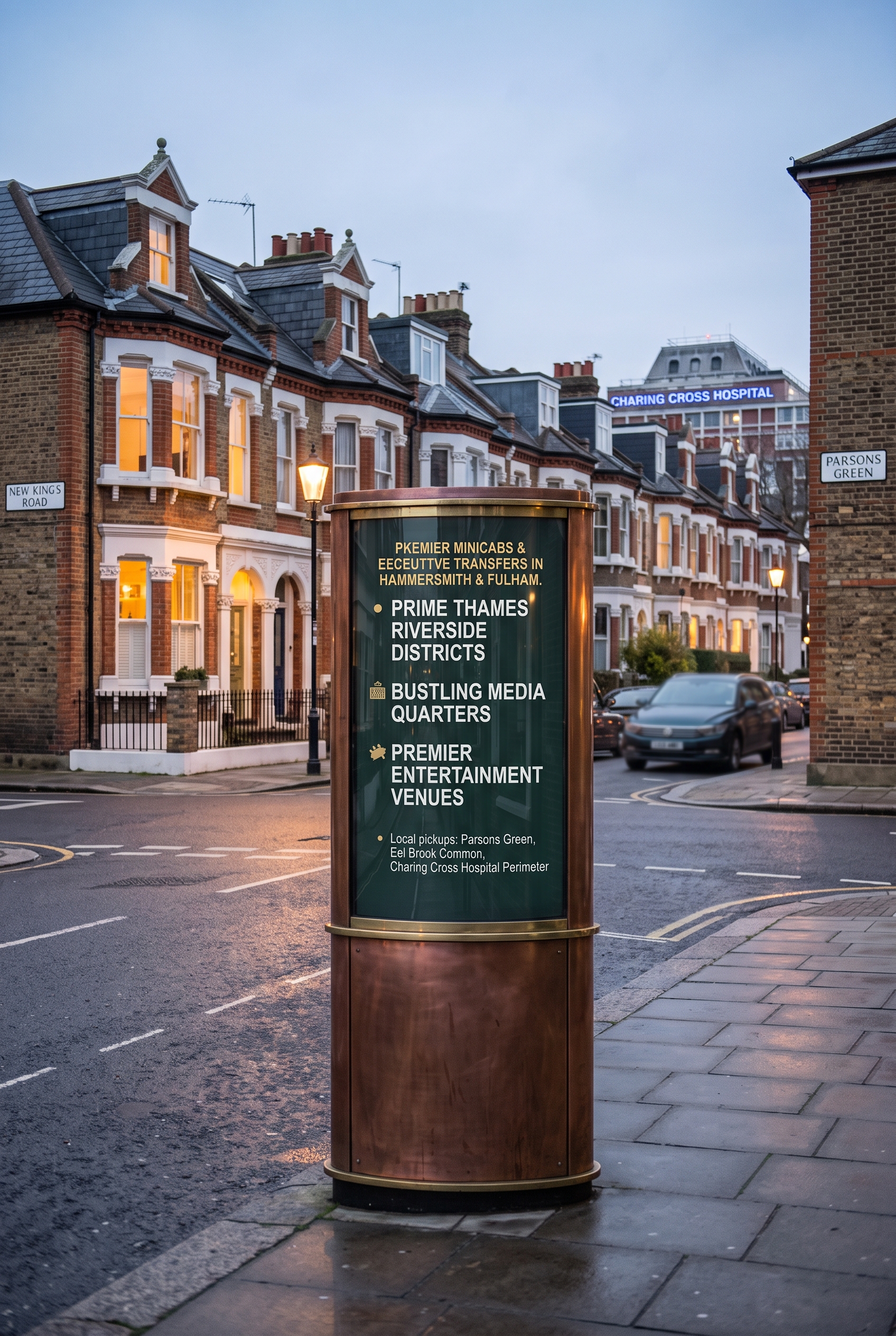 Private hire information sign on a residential street