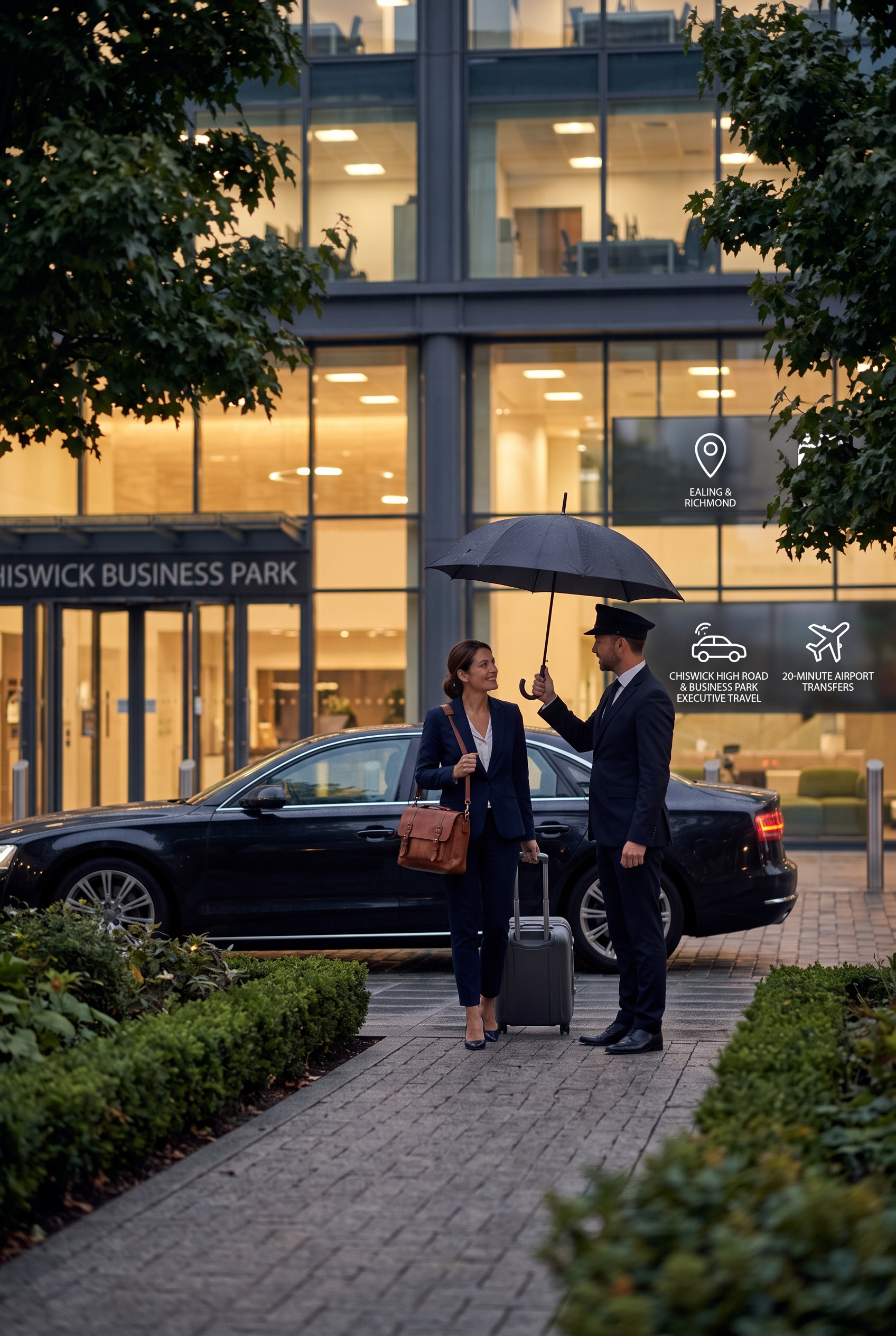 Passenger boarding a private hire vehicle near offices