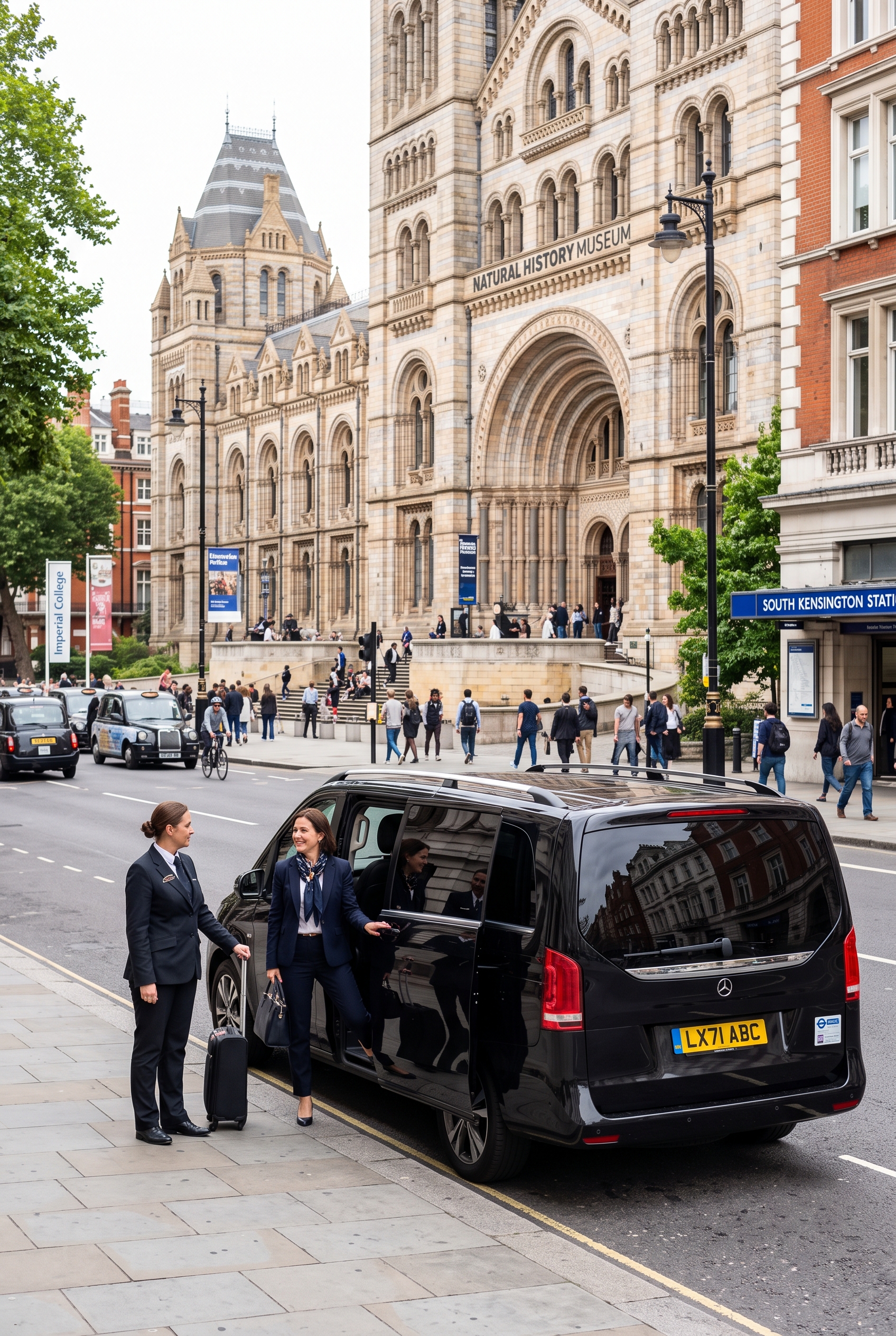 Private hire vehicle near the Natural History Museum in South Kensington